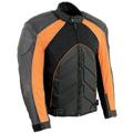 Milwaukee Leather Mens Combo Leather/Textile/Mesh Racer Jacket Orange
