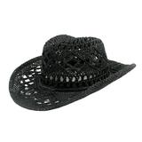 Prosgs Cowboy Hat Classic Vintage Hollow Out Unisex Curled Edge Wide Brim Men Sun Hat Fishing Hat