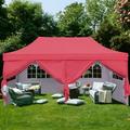 Outdoor Basic 10x20 FT Pop Up Outdoor Canopy Wedding Party Tent Folding Enclosed Canopy Red