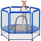 KOFUN 55 Trampoline for Kids Toddlers Trampoline with Enclosure Net and Balls 4.5FT Indoor Outdoor Mini Trampoline Ball Pit Trampoline Baby Small Trampoline for Boy & Girl Age 3 Months and up