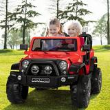 JOYMOR 12V Kids 2 Seat Ride on Car with Remote Control for Boy Girl Adjustable Speeds LED Horn (Red)