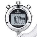 Namotu Metal Stopwatch 1/100th Second 2 Lap Memory Clock Daily Digital Timer Water Resistant