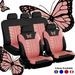 9pcs/Set Butterfly Styling Car Seat Covers Full Set Front & Rear Universal 5 Seat Protector Cushion for Women