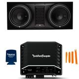 Rockford Fosgate P1-2X10 Punch Series Dual 10 Loaded Enclosure with a R2-500X1 Prime Series Mono Amplifier