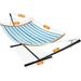 Quick Dry Hammock with Stand 2 Person Use 450lbs Capacity 12 Feet Hammock Stand with Curved Spreader Bar Hammock and Stand Outdoor Backyard Use