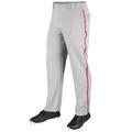 MVP Open Bottom Baseball Pants with Braid Youth X-Large Grey with Scarlet Braid