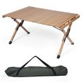 KARMAS PRODUCT Folding Outdoor Camping Wooden Table - Lightweight Roll Up Picnic Table with Carrying Bag for Beach Backyard BBQ Party Fishing