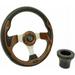 GTW 12.5 Woodgrain Rally Golf Cart Steering Wheel |Black Hub Adapter |Club Car Precedent Golf Cart |2004 - up