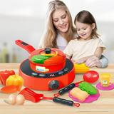 Guzom Play Kitchens- Children s Kettle induction Cooker Set (with Light and Music) Play Food Toy Set