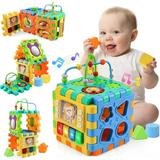 Baby Activity Cube Toy 6 in 1 Multipurpose Play Center with Music Beads Maze Toy Best Gift Toys for Boys and Girls Toddlers Kids