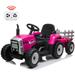 EastVita Kids Battery Powered Electric Tractor Large Manned Farm Tractor Toddler Ride on Car Remote Control/ 7-LED Gear Shift/ MP3/USB Port (Rose Red 35W)