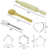 PENGXIANG Cute Kids Cooking and Baking Set 11 Pcs Toddler Apron and Chef Hat Girl Dress Up Chef Costume Career Role Play Pretend Play Kitchen Make and Bake Cookies Kit Gift for 3 4 5 6 7 8 Year Old