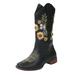 Boots Womens Sunflower Embroidered Vintage Cowgril Cowboy Western Boots Motorcycle Boots