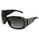 Rodeo Queen Mercy Padded Motorcycle Cross Sunglasses for Women Black Frame w/ Bling Rhinestones & Smoke Gradient Lens