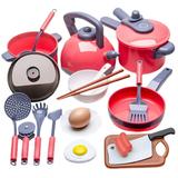 Kids Cooking Toy Set - 20PCS Simulated Kitchen Utensil Toys Cookware Playset