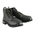 Milwaukee Leather MBM103 Men s Black Leather Lace-Up Motorcycle Boots w/ Dual Side Zipper Entry 8