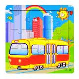 Fridja Wooden Jigsaw Puzzles for Ages 2-5 Toddler Puzzles 9 Pieces Preschool Educational Learning Toys Vehicle Puzzles for 2 3 4 Years Old Boys and Girls