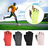 MyBeauty 1 Pair Cycling Gloves Sunscreen Antiskid Mesh Fabric Outdoor Sports Fitness Driving Breathable Gloves for Skate Skateboard Fluorescent Green