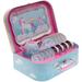 Jewelkeeper 15 Piece Kids Pretend Toy Tin Tea Set & Carrying Case - Rainbow Unicorn Design