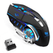 Rechargeable Wireless Bluetooth Mouse Multi-Device (Tri-Mode:BT 5.0/4.0+2.4Ghz) with 3 DPI Options Ergonomic Optical Portable Silent Mouse for 30 Pro Blue Black