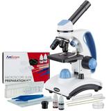 AmScope 40X-1000X Student Microscope + Slide Kit w/ Dual Lights Glass Lens & Metal Frame