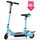 Maxtra E120 Electric Scooter with Removable Seat Adjustable Height for Kids Ages 6-12 60 Mins Long Battery Life Blue