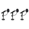 3) Rockville Microphones+Desktop Stands+Pop Filters 4 Recording Studio Podcast