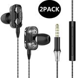 2Pack Wired Earbuds Headphones with Microphone Stereo Bass Earphones Noise Isolation in-Ear Headset Compatible with All Smartphones Tablets iPod IPad MP3 Player That with 3.5 mm Interface