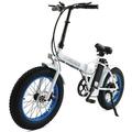 Ecotric Electric 20 x 4.0 Fat Tire Folding Bicycle 20MPH 810 LED Display Removable Lithium-Ion Battery Beach Mountain Snow Electric Bike Moped White and Blue Rim A-E516646