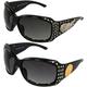 Rodeo Queen 2 Pairs of Padded Motorcycle Sunglasses for Women Fashionable Black Frame w/ Bling Rhinestones & Smoke Gradient Lenses