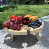 Clearance Wooden Outdoor Picnic Table Portable 2-in-1 Picnic Table Outdoor Folding Wine Glass Holder Suitable for Garden Party/Camping/Beach/Outdoor Dinner