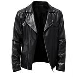TIHLMK Jackets for Men Vintage Stand Collar Deals Clearance Men s Leather Plus Fleece Jacket Motorcycle Jacket Warm Leather Jacket Black