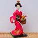 11 inch Japanese Kimono Geisha Doll Humanoid Girl Statue Collectible Figurine Rose Red