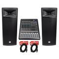 (2) Rockville SPGN258 Dual 15â€� 3000w 8-Ohm DJ PA Speakers+6000w Powered Mixer