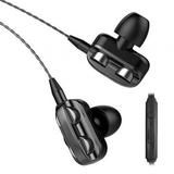 Dual Moving Coil Quad-core Earphones Wire-controlled Earphones Subwoofer Heavy Bass Earphones