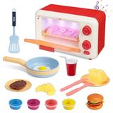 OUTOP Pretend Play Kitchen Toys for Kids: Toy Oven w/ Light & Sound | Kids Kitchen Accessories for Toy Kitchen | Cooking Utensils & Color Changing FoodDIY Easter Birthday Gift