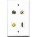 RiteAV 1 Port HDMI and 1 Port RCA White and 1 Port RCA Yellow and 1 Port Coax Cable TV- F-Type Wall Plate