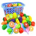 Kids Cutting Fruit Set Play Food Toys (24pcs ) Play Kitchen Accessories Vegetables and Fruits Food Toys for Girls Boys 3+