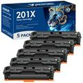 201A 201X 5-Pack Compatible Toner Cartridge for HP 201X CF400X LaserJet Pro M252dw M252n Pro MFP M277dw M277n M277c6 M274n Printer (Black)