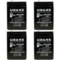 4x Pack - Compatible Yuasa NP4.5-6 Battery - Replacement UB645 Universal Sealed Lead Acid Battery (6V 4.5Ah 4500mAh F1 Terminal AGM SLA) - Includes 8 F1 to F2 Terminal Adapters