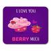 Romantic Valentine s Day Cute Kawaii Characters Cartoon Style Funny Pun Quote Cupcake and Raspberry Mousepad Mouse Pad Mouse Mat 9x10 inch