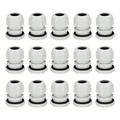 15Pcs PG19 Cable Gland Waterproof Joint Adjustable White for 12mm-15mm Dia Wire