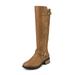 Dream Pairs Women Wide Calf Low Heel Knee High Ladies Side Zip Motorcycle Riding Boots Shoes Utah Camel Size 10