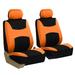 FH Group Light & Breezy Flat Cloth Car Seat Cover Set For Car Truck SUV Van Orange - Front