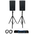 2) JBL EON712 12 1300w Powered DJ PA Speakers w/Bluetooth/DSP+Stands+Cables+Bag