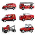 5/6pcs Alloy Diecast Engineering Car Models Fire Fighting Truck Toys for Children Kids Vehicle Toys Gift Excavator Tractor Toy