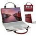 Dell Precision 15 3520 Laptop Sleeve Leather Laptop Case for Dell Precision 15 3520 with Accessories Bag Handle (Red)