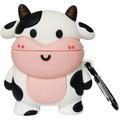 Compatible for Airpod Case 1/2 Cow Cartoon 3D Silicone Protective Skin Cover for Airpod Case Cute Cow Boys Girls Kids Teens Women Cute Kawaii Fashion Funny Cases for Airpods 1&2 (Cow)