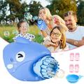 EROCK Shark Bubble Toy w/ Light Bubble Maker Machine for Summer Indoor Outdoor Activity Electric Automatic Bubble Blaster Party Favors Gift TIK Tok Gatling Bubble Blower Toys for Kids Adults-Blue