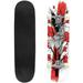 Abstract raven with red grunge background ornament and black tree Outdoor Skateboard Longboards 31 x8 Pro Complete Skate Board Cruiser